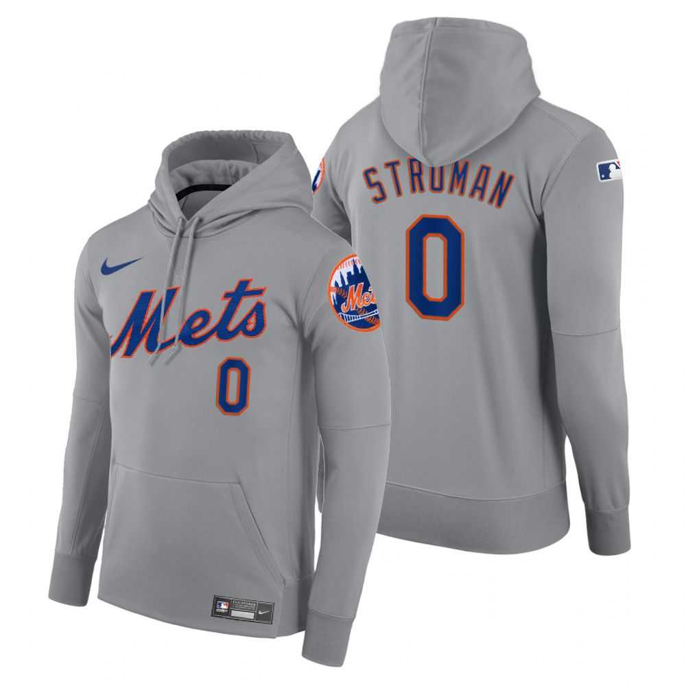 Men New York Mets 0 Stroman gray road hoodie 2021 MLB Nike Jerseys